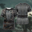 Viking Warrior Chain Metal And Wolf Fur Nordic Armor Costume All Over Print T-Shirt