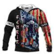 Viking Fenrir The Wolf Of Odin Art And Us Flag Bachground Customized All Over Print Hoodie