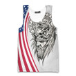 American Flag Curves With Viking Warrior Raven And Vegvisir Customized All Over Print Tank Top