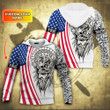 American Flag Curves With Viking Warrior Raven And Vegvisir Customized All Over Print Hoodie