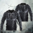 Viking Raven Of Odin Black Leather Pattern Armor All Over Print Hoodie