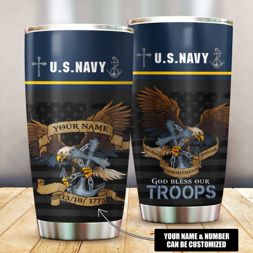 Us Navy God Bless Our Troops Customized 3D All Overprinted Tumbler