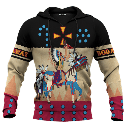 Native American Indian Horse Ledger Art Customized 3D All Over Printed hoodie