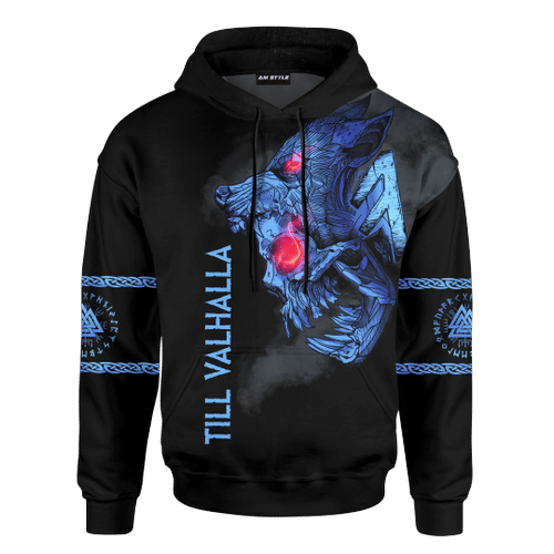 Viking Fenrir Wolf Son Of Odin God Blue Customized 3D All Over Printed hoodie