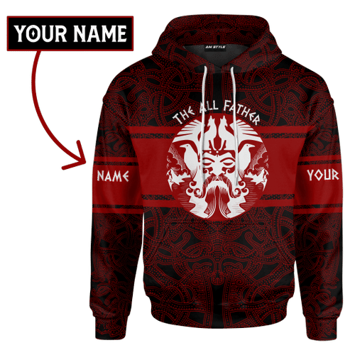 Viking The All Father Odin God Dark Red Colour Customized 3D All Over Printed hoodie