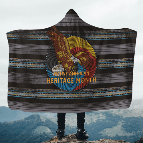 On Eagles Wings Native American Heritage Month 3D All Over Printed Hooded Blanket