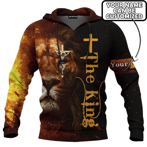 Jesus Lion The King Fire Customized 3D All Over Printed hoodie