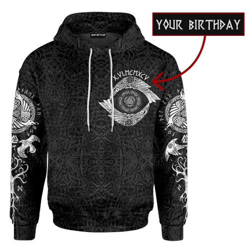 Viking Raven And Odin'S Eye Black Customized 3D All Over Printed hoodie