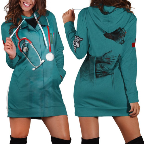 love nurse jesus all over printed hoodie dress