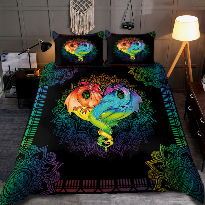 Rainbow Dragon LGBT Pride 3D All Over Print Quilt Bedding Set