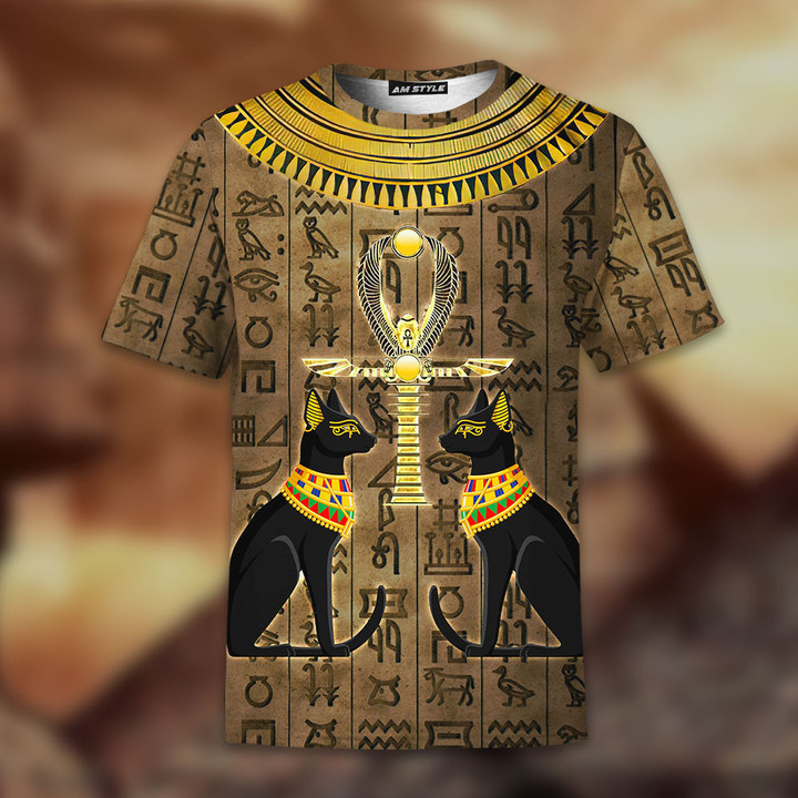 Pharaoh Golden Art With Curve Concept 3D All Over Printed Shirt