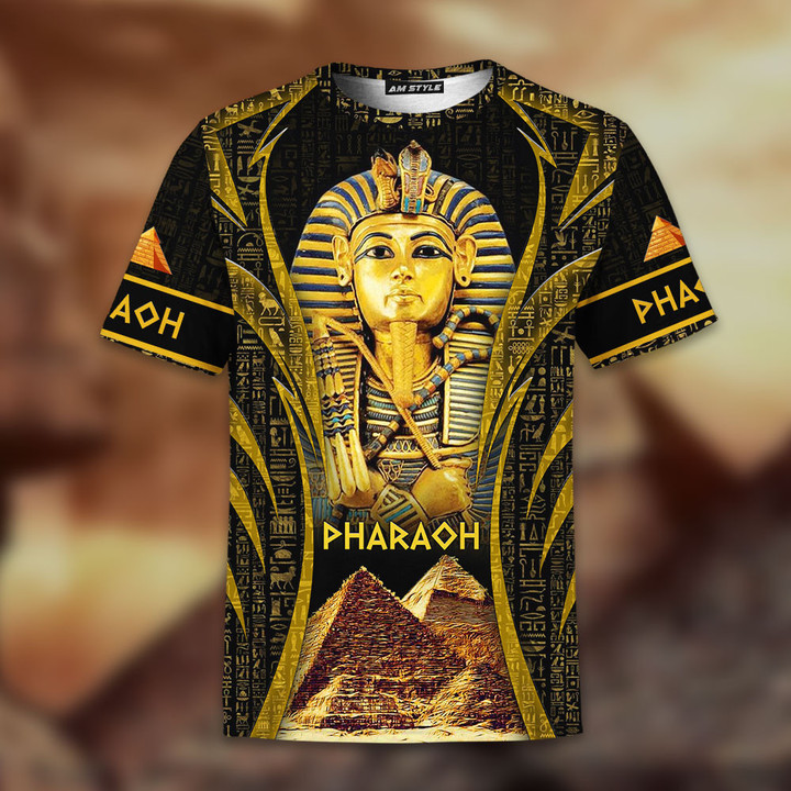 Pharaoh King Of Ancient Egypt Hieroglyphic Design 3D All Over Print Shirts