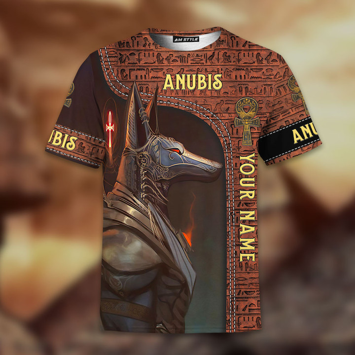 Anubis God Of Death Art Leather Hieroglyphic Customized 3D All Over Print Shirts