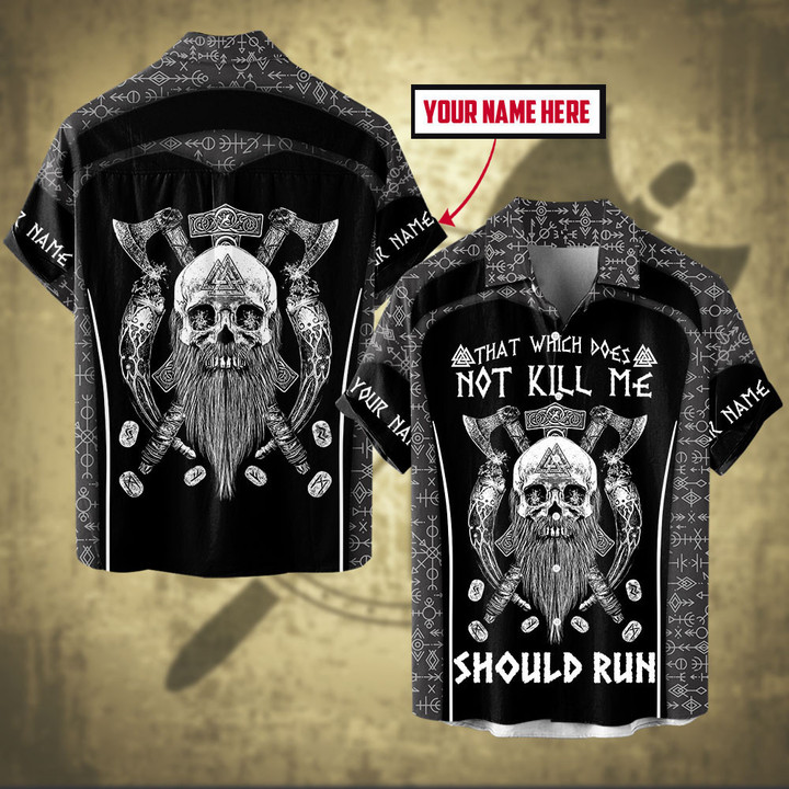 Viking Old Beard Skull That Which Does Not Kill Me Should Run Customized Shirts