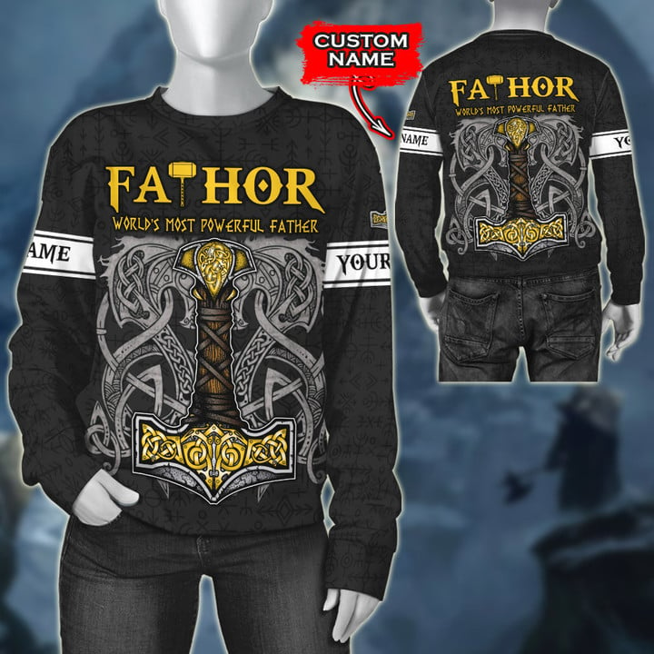 Viking Old Norse Tattoo Fa-Thor Like A Dad But Way Cooler Personalized All Over Print Sweatshirt