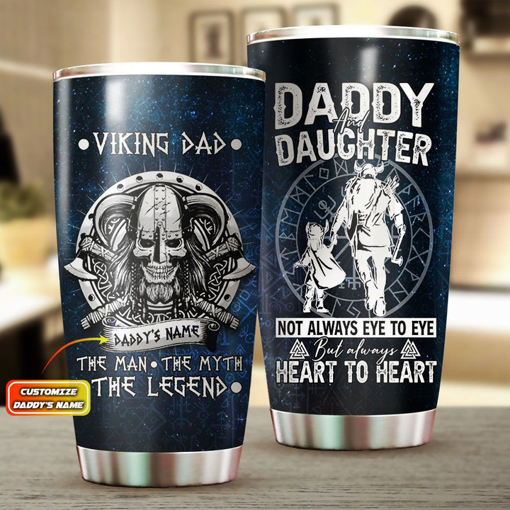 Viking Dad The Man The Myth The Legend Personalized All Over Print Tumbler Happy Father Day Gift From Daughter