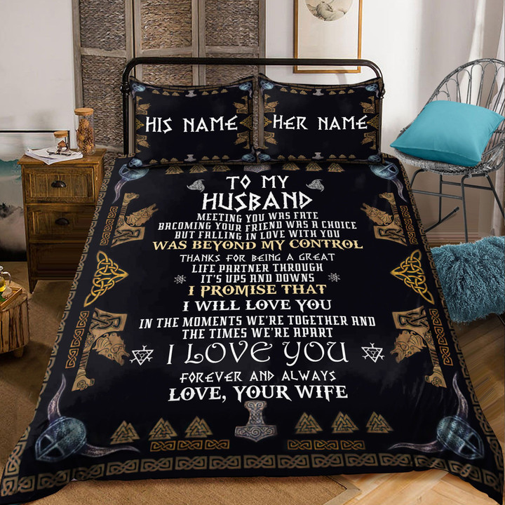 Viking Old Norse Warrior And Shield Maiden Father's Day Gift From Wife Customized All Over Print Bedding Set