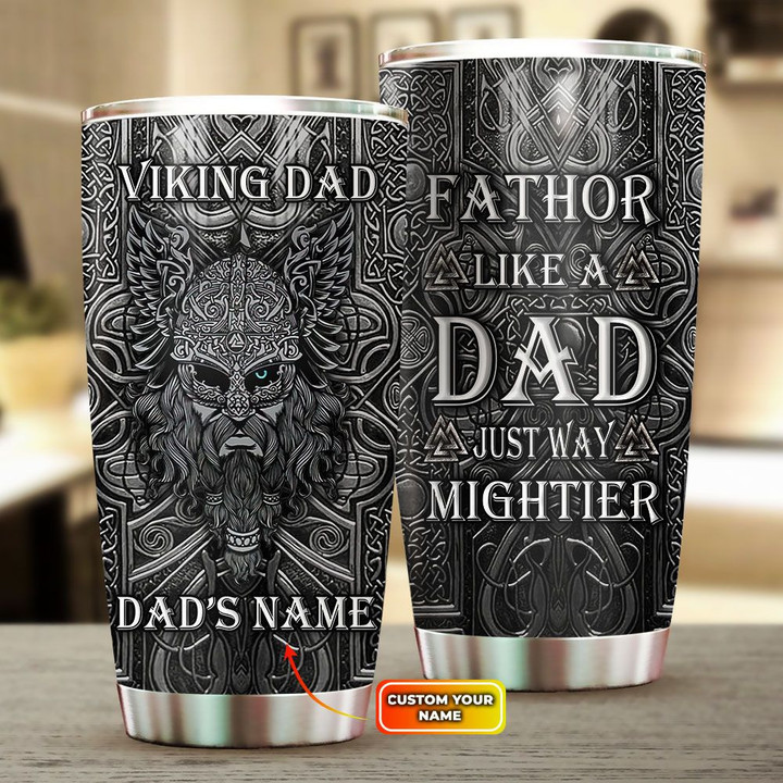 Thor Viking Warrior Dad - Fathor The Mighty Customized All Over Print Tumbler Gift For Father's Day