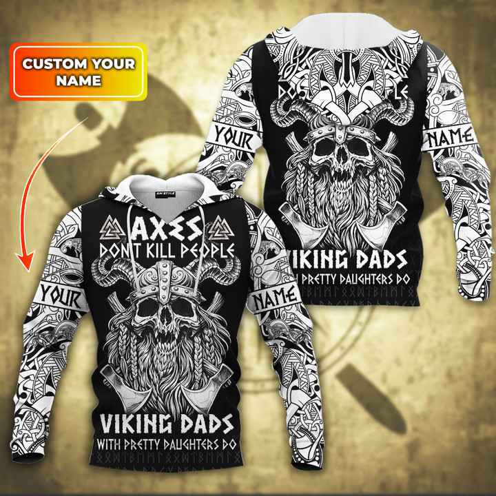 Viking Dad Father's Day Gift Axes Don't Kill People Customized All Over Print Hoodie