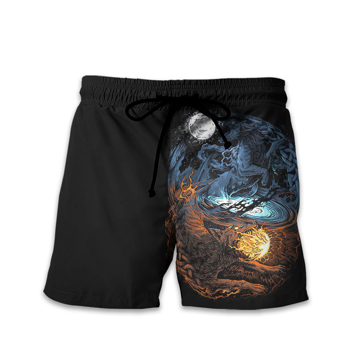 Viking Old Norse Skoll And Hati Moon And Sun Wolf Art Customized All Over Print Short Pant