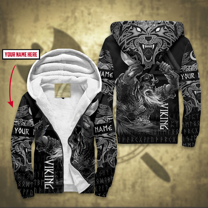 Viking Celtic Warrior Old Norse Tattoo Art With Axe Customized All Over Print Fleece Zip