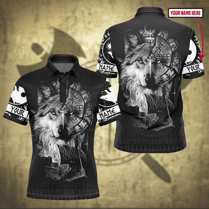 Viking Old Norse Wolf Of Odin And Vegvisir Art Customized All Over Print Polo