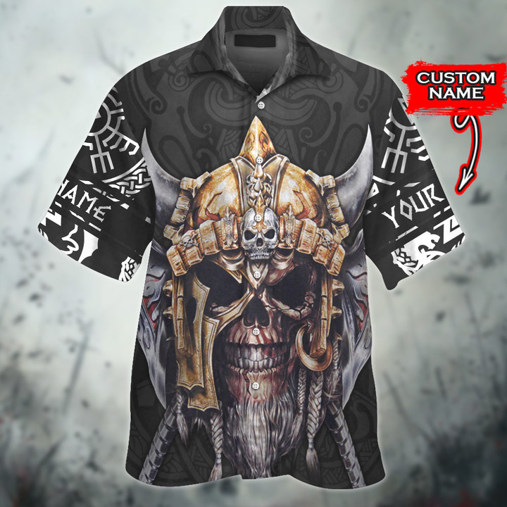 Viking Nordic Skull Black Pattern Parallel Template Customized All Over Print Hawaii