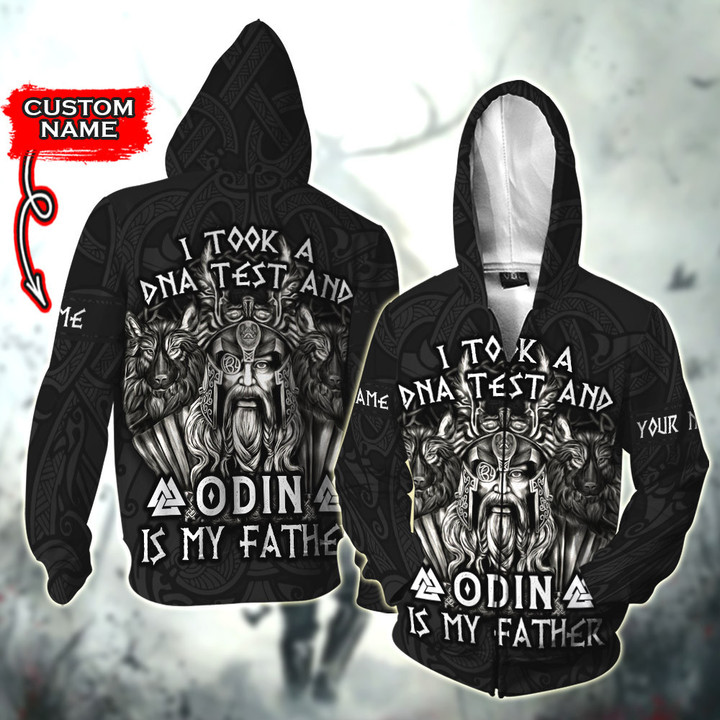 Viking I Took A Dna Test And Odin Is My Father Art Customized All Over Print Zip Hoodie