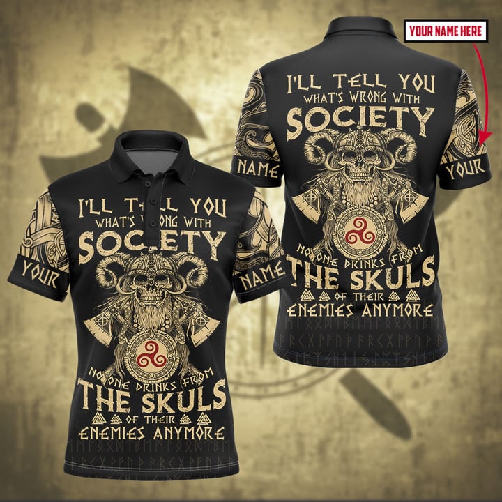 Viking Society Drinks From The Skulls Nordic Warrior Customized All Over Print Polo