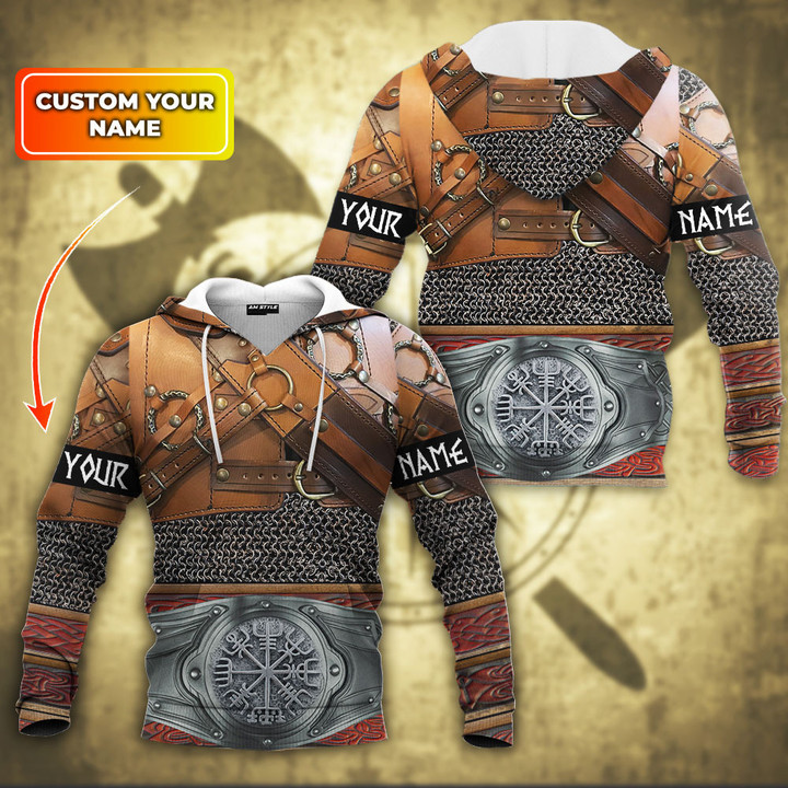 Viking Art Warrior Old Norse Mythology Leather Armor Customized All Over Print Hoodie