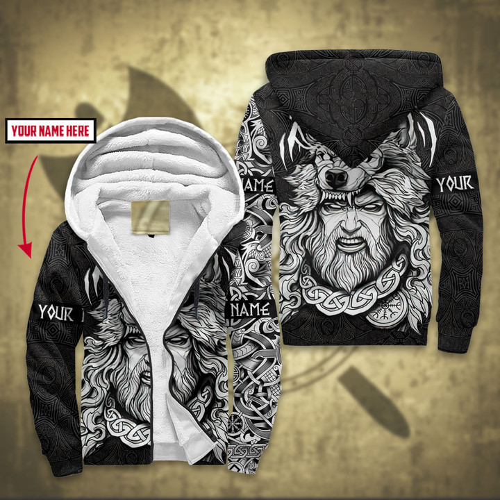 Viking Skull Old Norse Warrior With Wolf Hat Customized All Over Print Fleece Zip