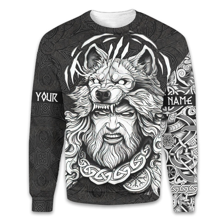 Viking Skull Old Norse Warrior With Wolf Hat Customized All Over Print Sweatshirt