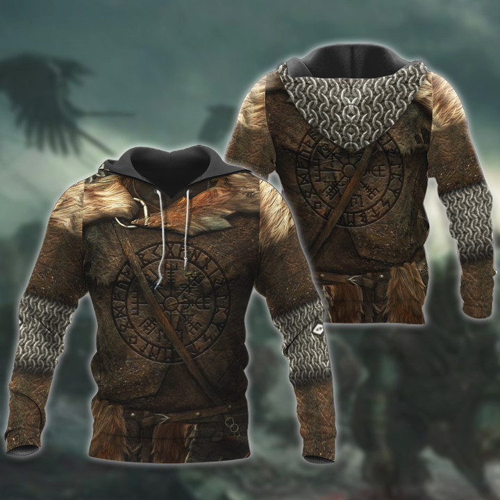 Viking Warrior Fur And Leather Nordic Armor Costume All Over Print Hoodie