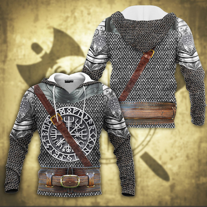 Viking Warrior Dragon Scale Vegvisir Nordic Armor Costume Customized All Over Print Hoodie