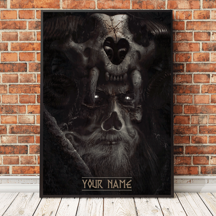 Viking Skull Old Warrior And Nordic Symbol All Over Print Canvas