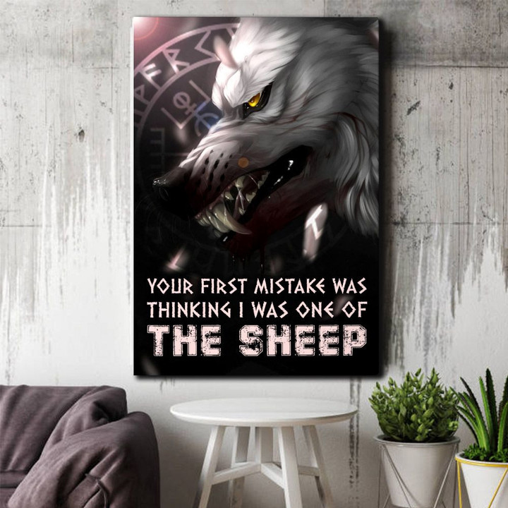 Viking Old Norse Wolf Thinking I Was One Of The Sheep All Over Print Canvas