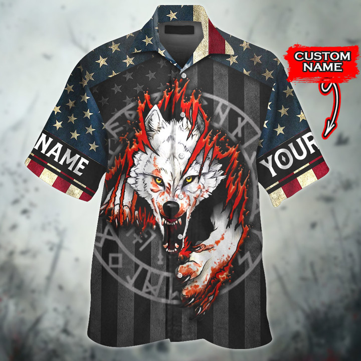 Us Flag Fenrir Viking Wolf And The Vegvisir Symbol Customized All Over Print Hawaii