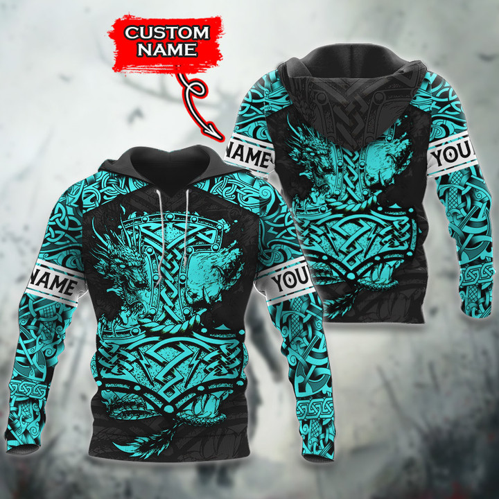 Viking Mythical Old Norse Dragon And The Mjonir Customized All Over Print Hoodie
