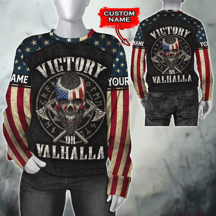 American Viking Victory Or Valhalla Old Nordic Symbol Customized All Over Print Sweatshirt