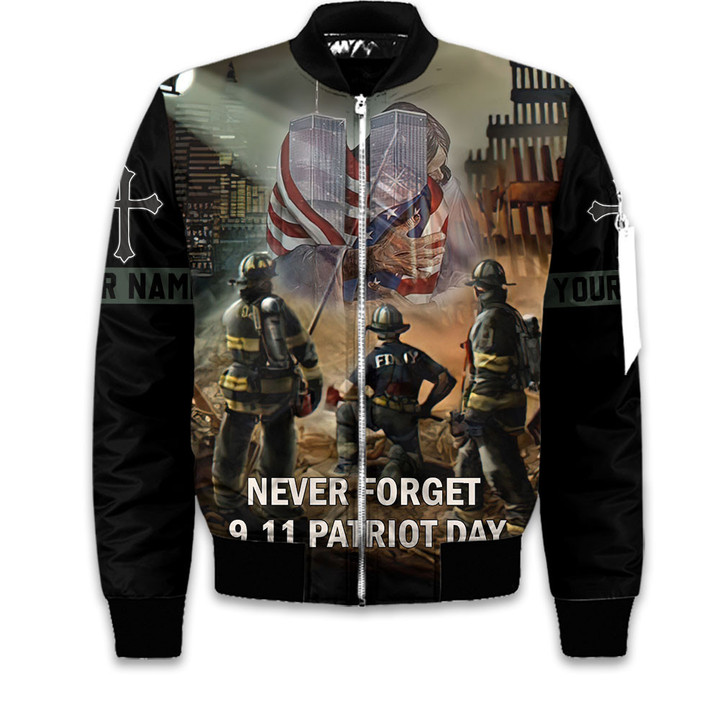 Patriot Day Never Forget Fdny 9.11 God Hug Twin Towers Customized All Over Print Bomber