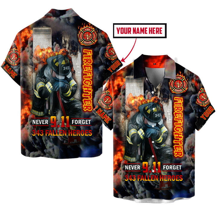 Patriot Day 9.11 Flame Firefighter Pray 343 Never Forget Customized All Over Print Hawaii