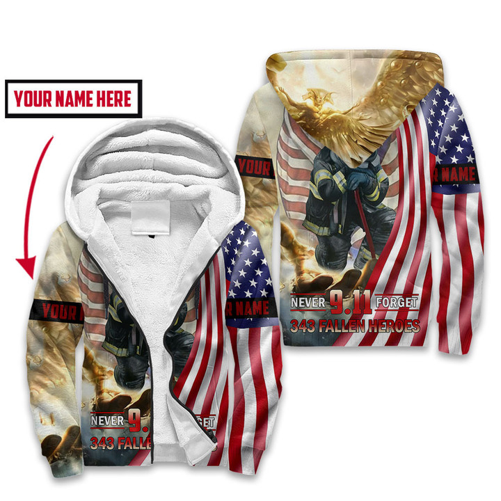 Patriot Day 9.11 God Hand Firefighter Pray 343 Never Forget Customized All Over Print Fleece Zip