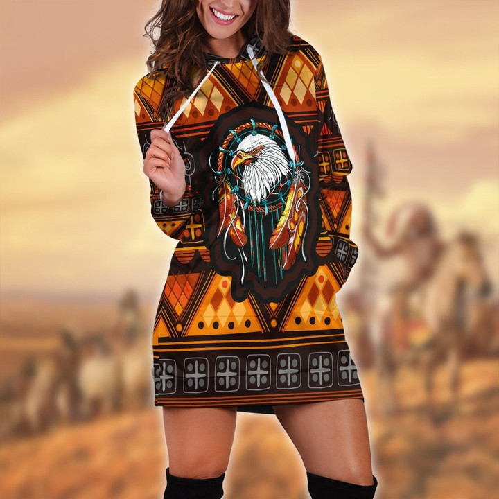 Eagle Native American 3D All Over Printed Hoodie Dress - Amaze Style™