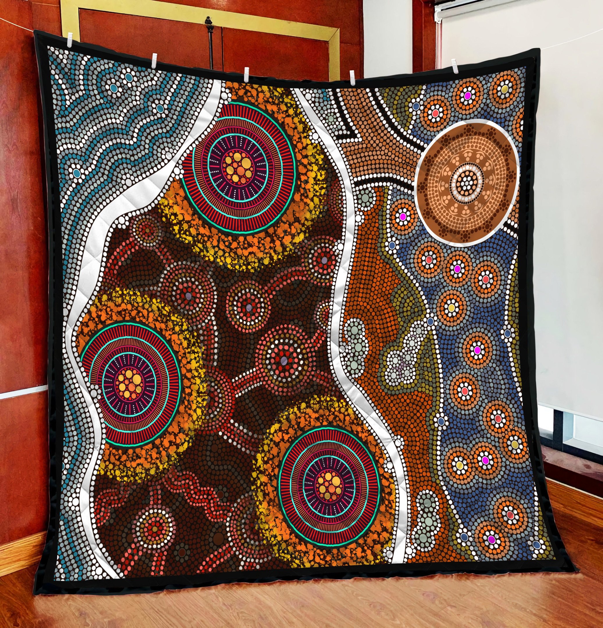 Aboriginal Decors Australian Gifts Brown Circle Dots Quilt TNA