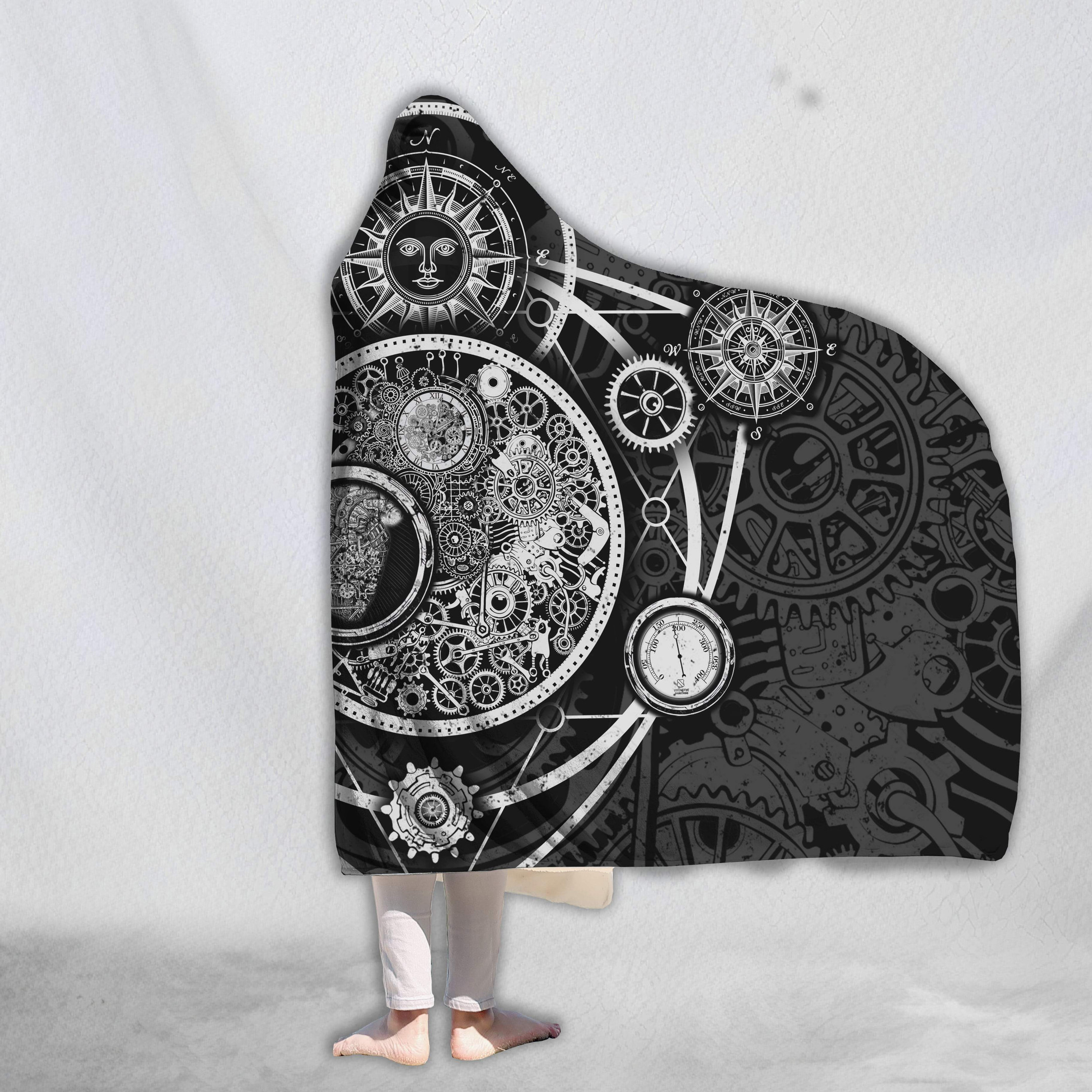 Steampunk Heart of Mechanic D Over Printed Hooded Blanket for Men and Women-ML