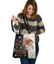 Customized Name Horse Leather Printed Canvas Tote Bag DDNA