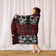 Skull Rose Hooded Blanket