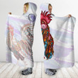 Premium Rooster King Tribal Pattern All Over Printed Unisex Hooded Blanket ML