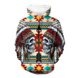 Skull Chief Native American 3D 3D ed Hoodie All Over Print