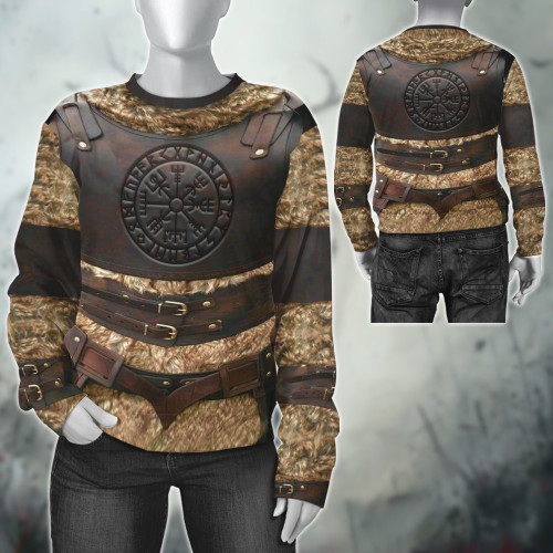 Viking Leather Band And Wolf Fur Nordic Armor All Over Print Sweatshirt